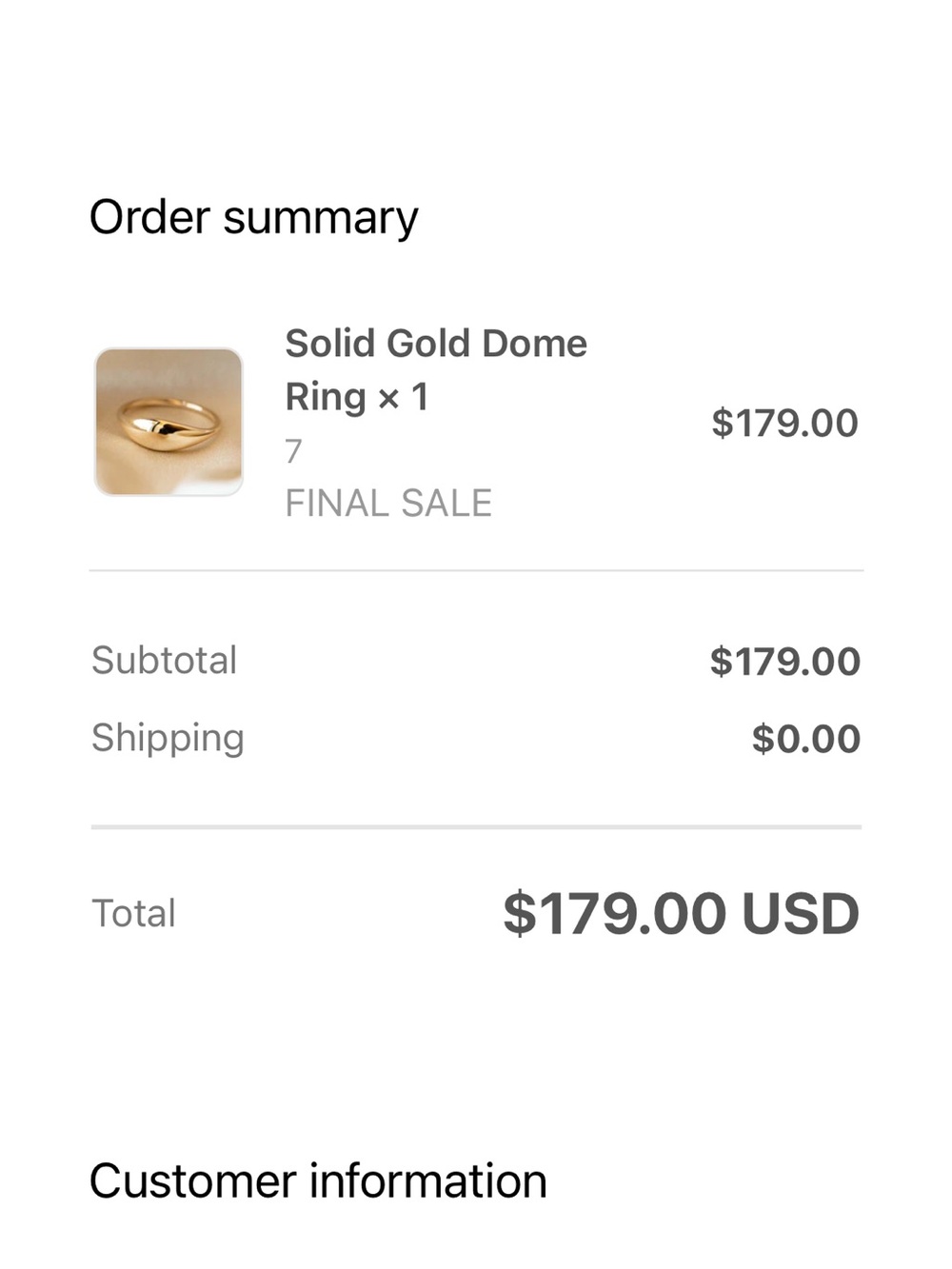 Local eclectic solid gold dome ring